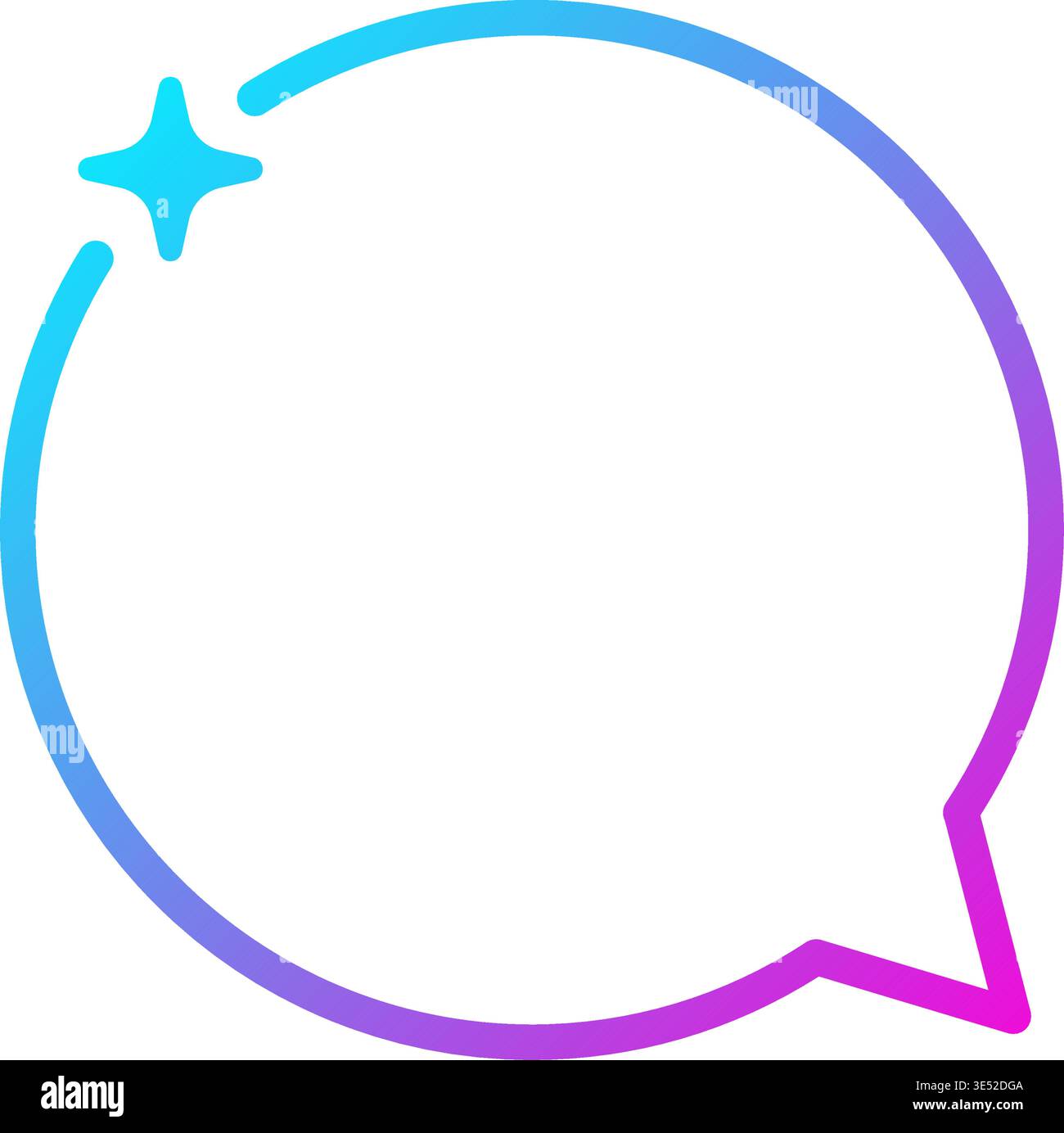 AI gradient rectangle speech bubble. Artificial intelligence neon chat box with star. Tech text frame with blue pink gradient. Neural network bar Stock Vector