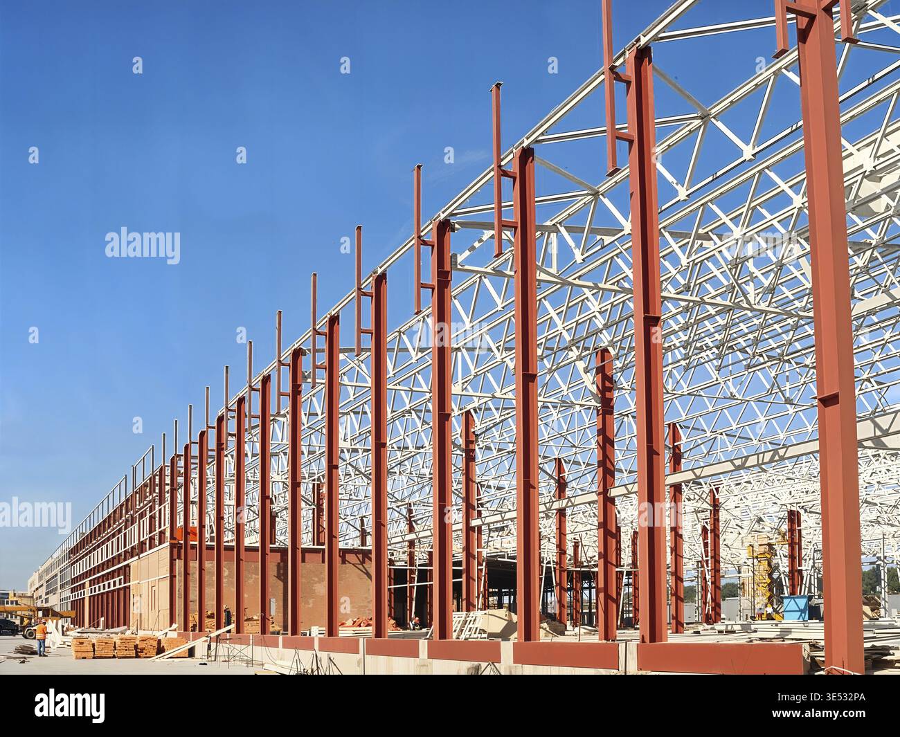 The structural framework of the building is made of steel beams and ...