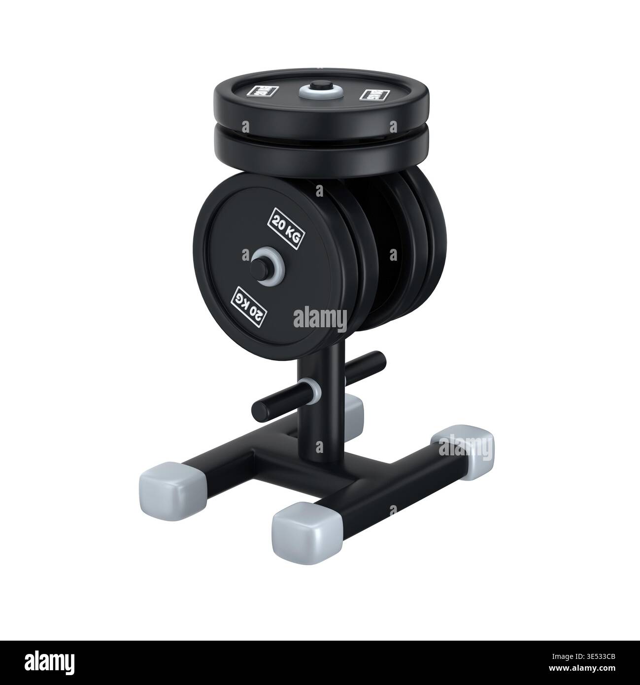 Black stylized stand for plates over white background, 3d render Stock Photo