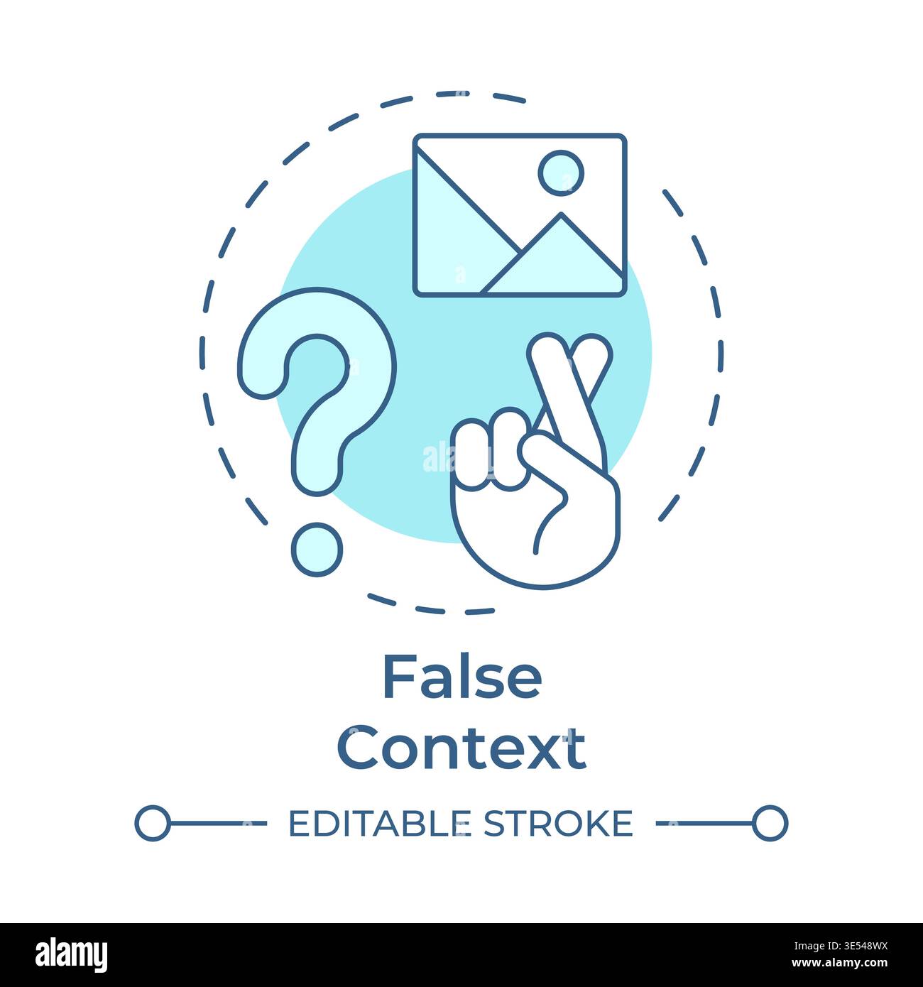 False context soft blue concept icon Stock Vector
