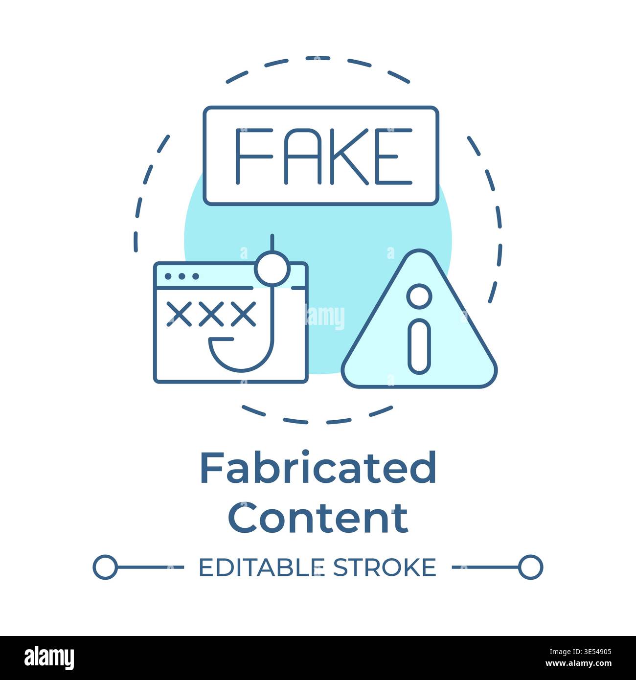 Fabricated content soft blue concept icon Stock Vector