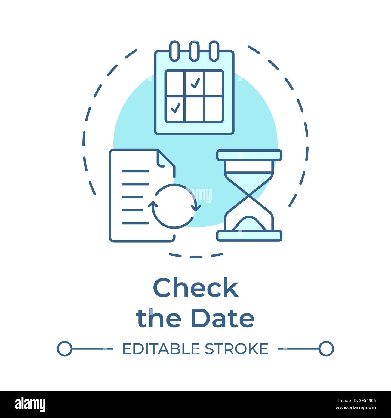 Check the date soft blue concept icon Stock Vector