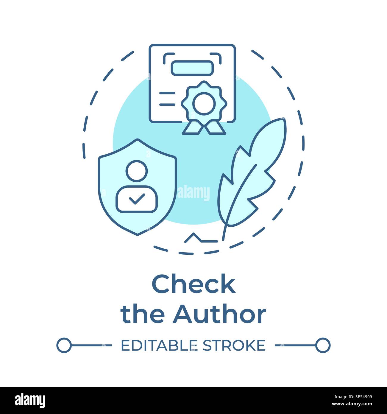 Check the author soft blue concept icon Stock Vector