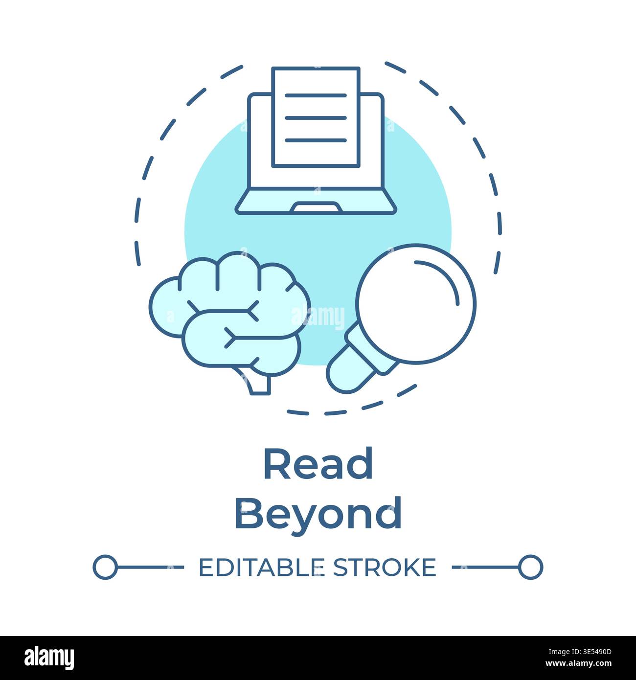 Read beyond soft blue concept icon Stock Vector