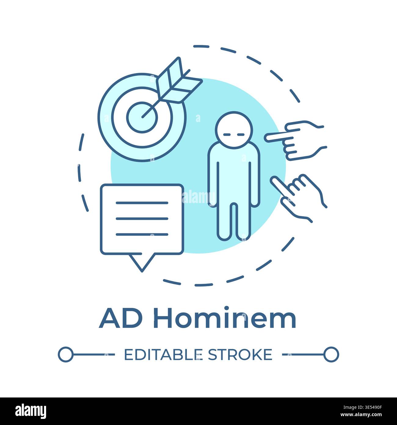 AD hominem soft blue concept icon Stock Vector