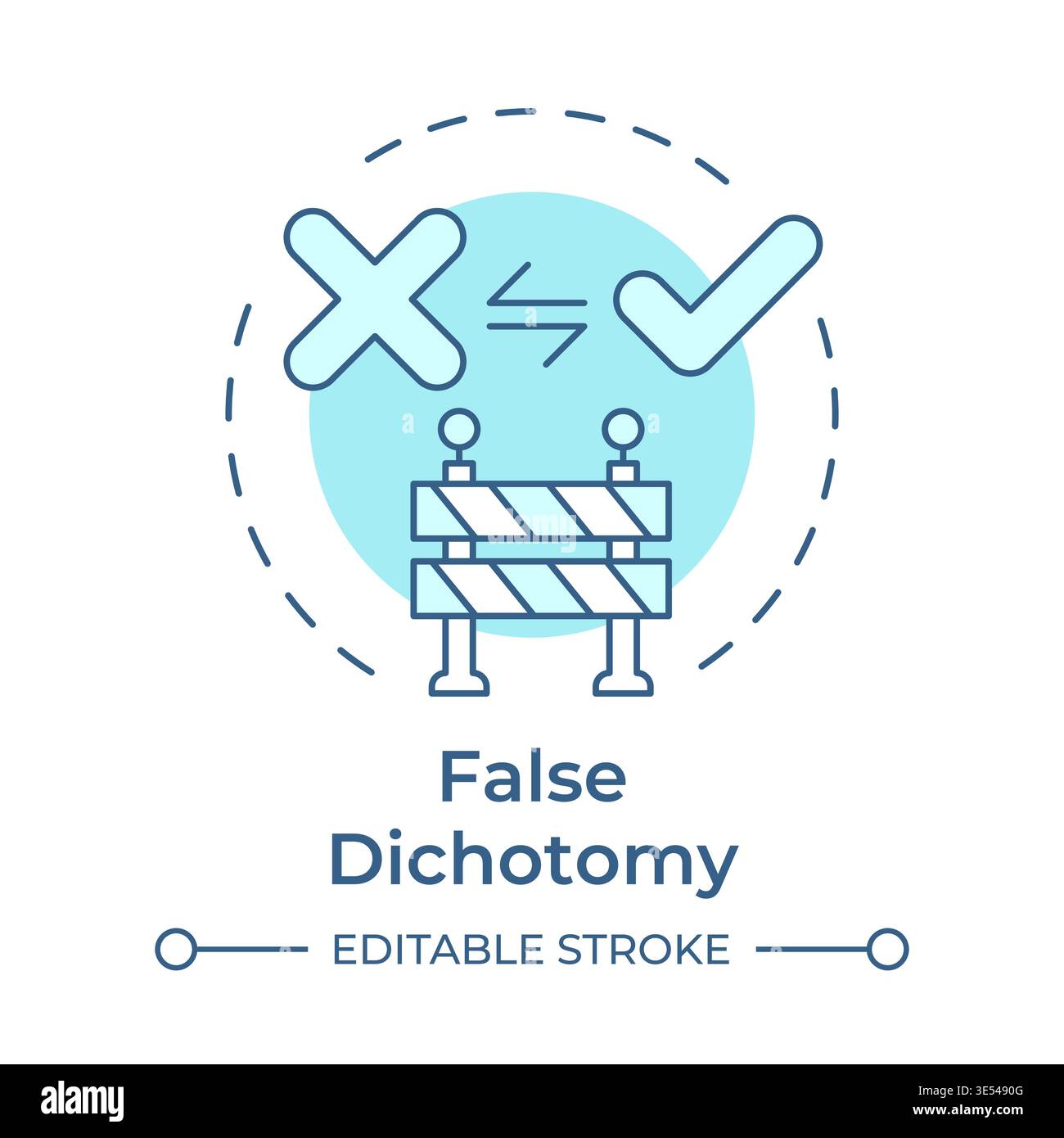 False dichotomy soft blue concept icon Stock Vector