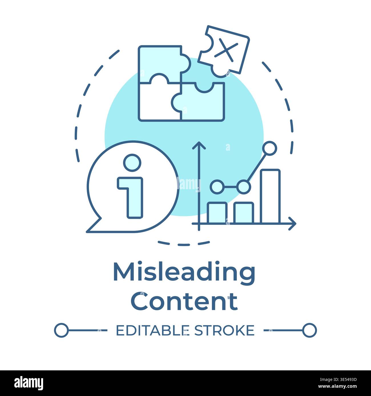 Misleading content soft blue concept icon Stock Vector