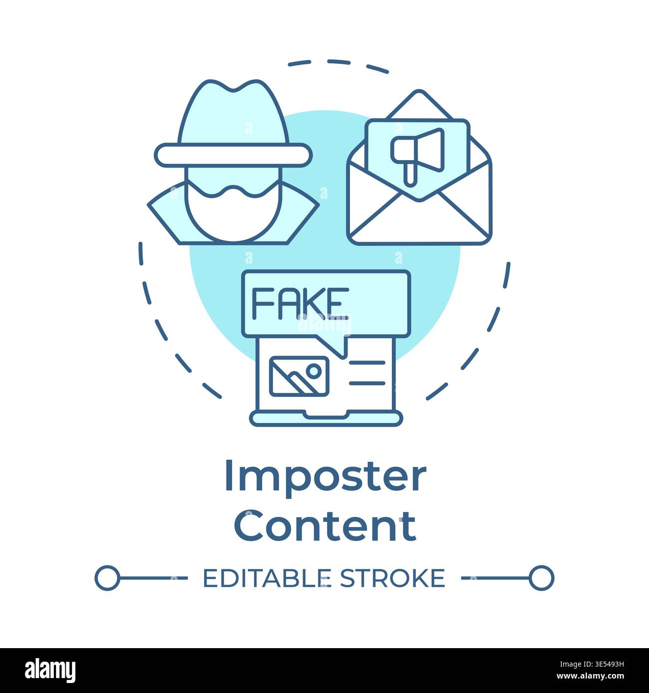 Imposter content soft blue concept icon Stock Vector