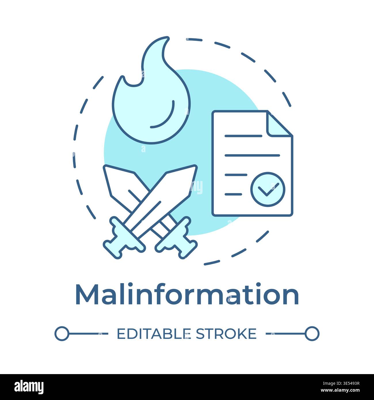 Malinformation soft blue concept icon Stock Vector