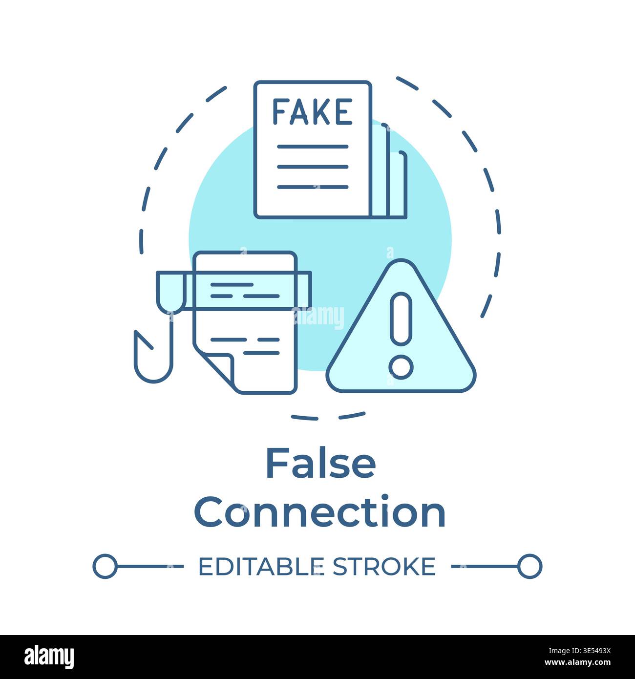 False connection soft blue concept icon Stock Vector