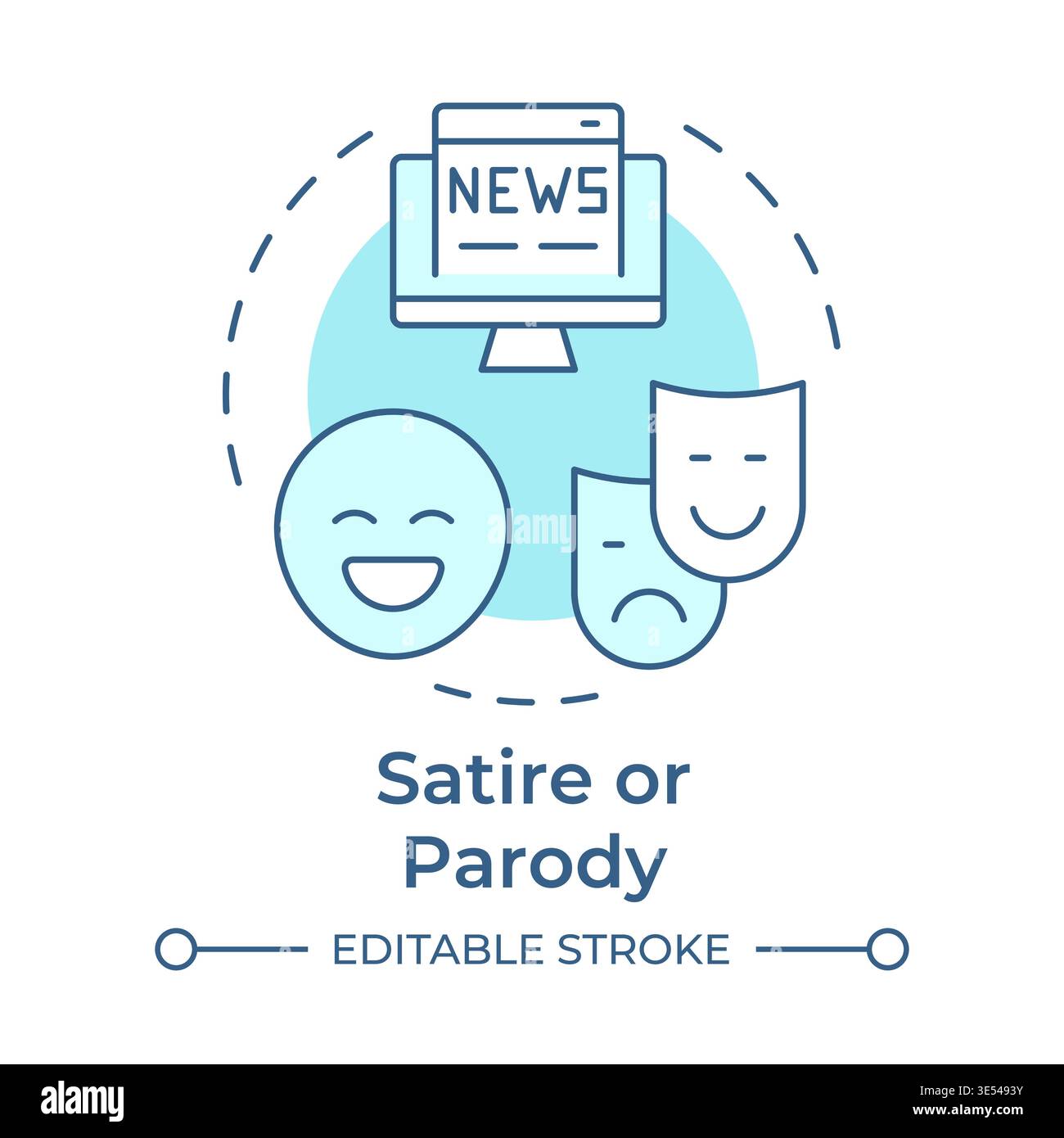 Satire or parody soft blue concept icon Stock Vector