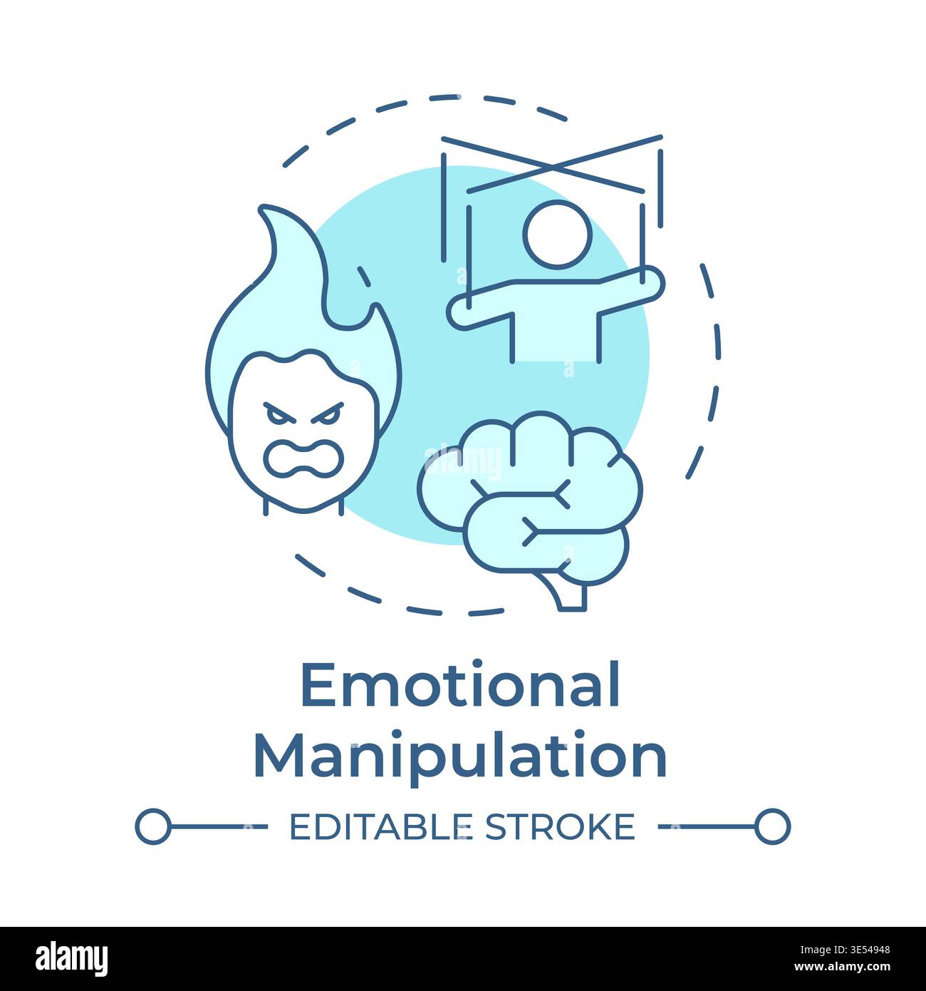 Emotional manipulation soft blue concept icon Stock Vector
