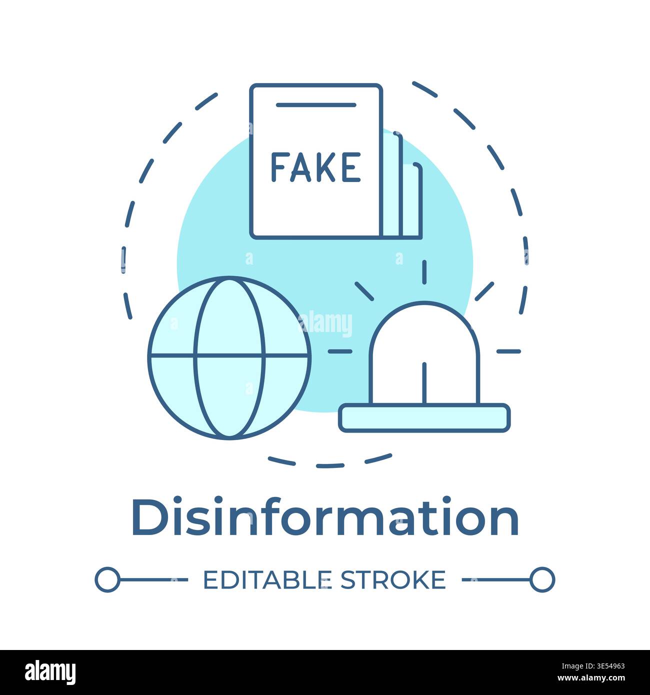 Disinformation soft blue concept icon Stock Vector