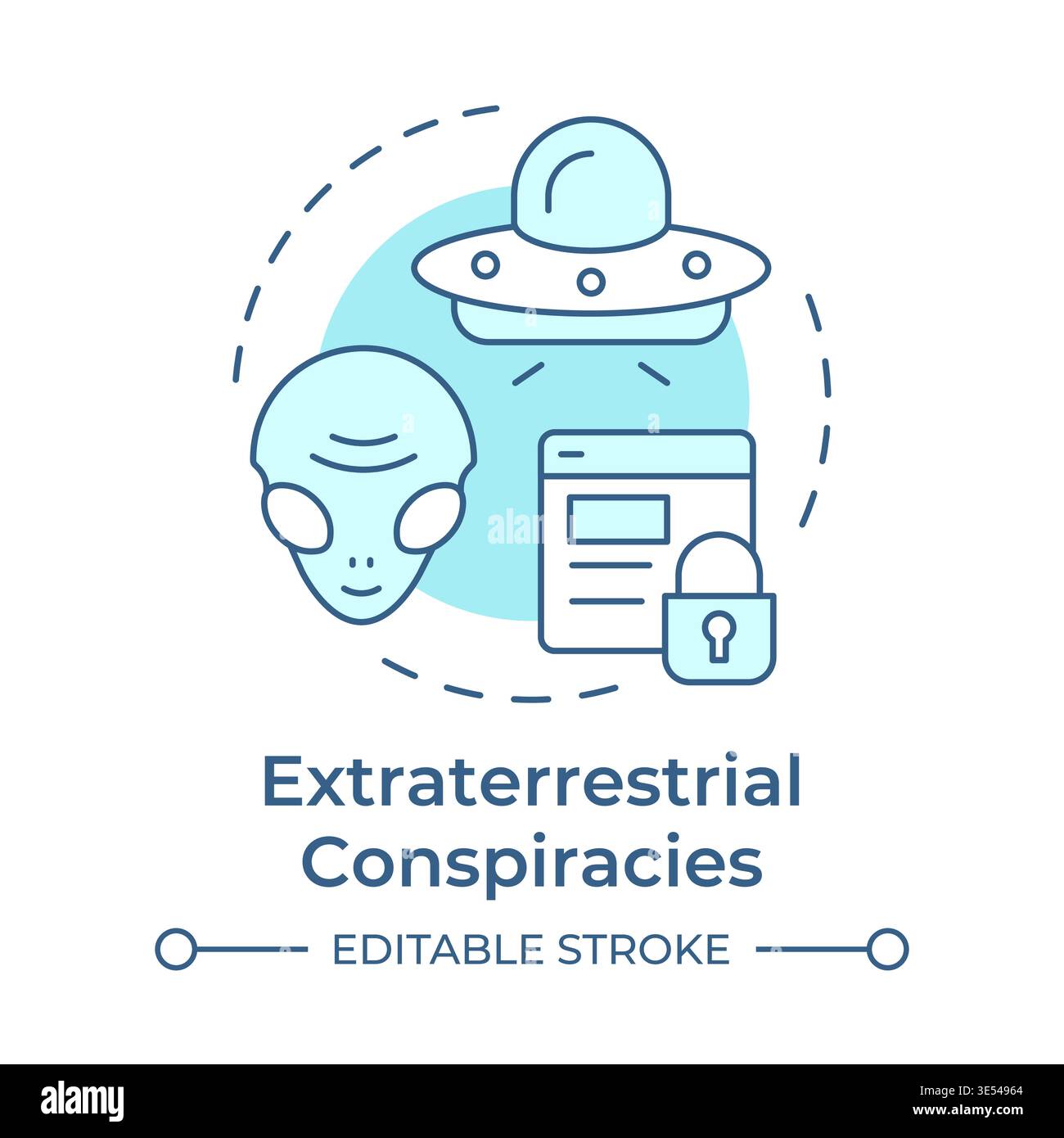 Extraterrestrial conspiracies soft blue concept icon Stock Vector