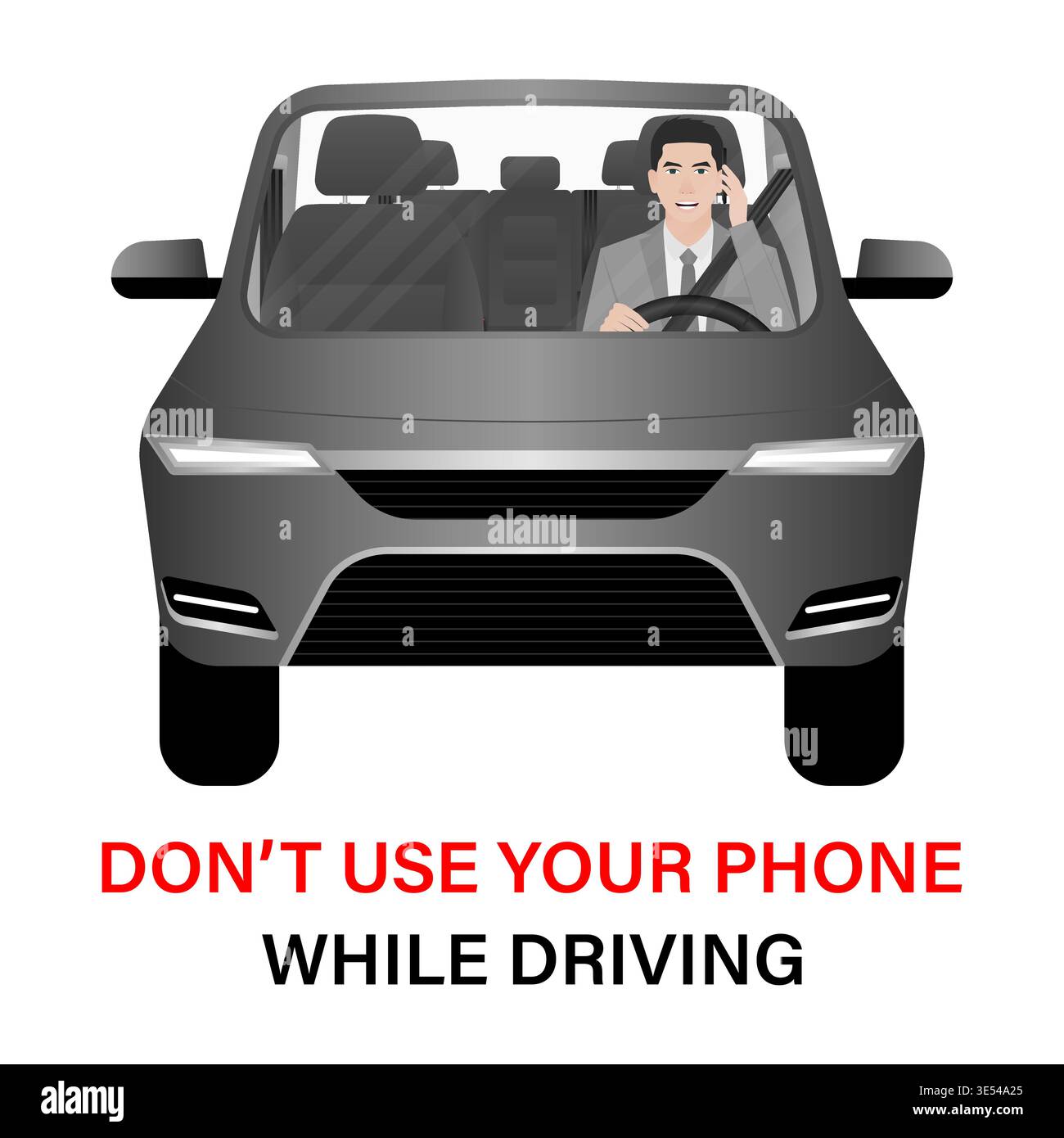 A Man Calling on Phone While Driving a Car. Do Not Use Phone While ...