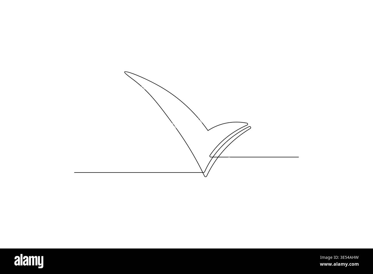 Shield with check mark continuous one line drawing on white background Stock Vector
