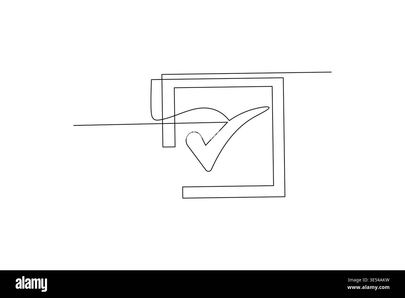 Shield with check mark continuous one line drawing on white background Stock Vector