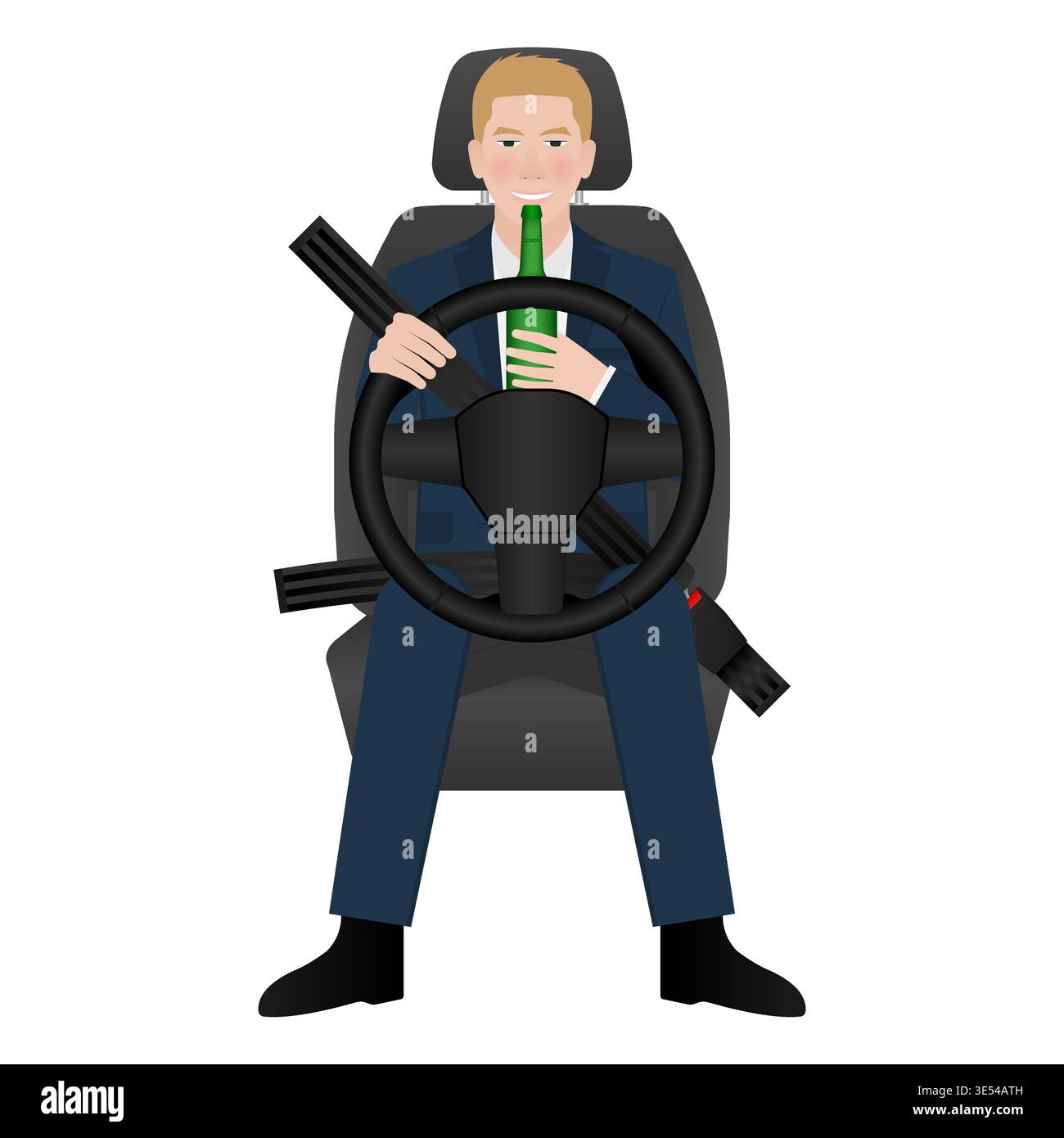 Man Drinking Alcohol While Driving a Car. Do Not Drink and Drive ...