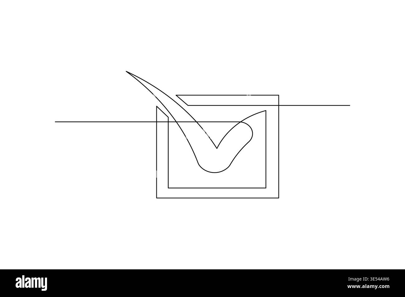 Shield with check mark continuous one line drawing on white background Stock Vector