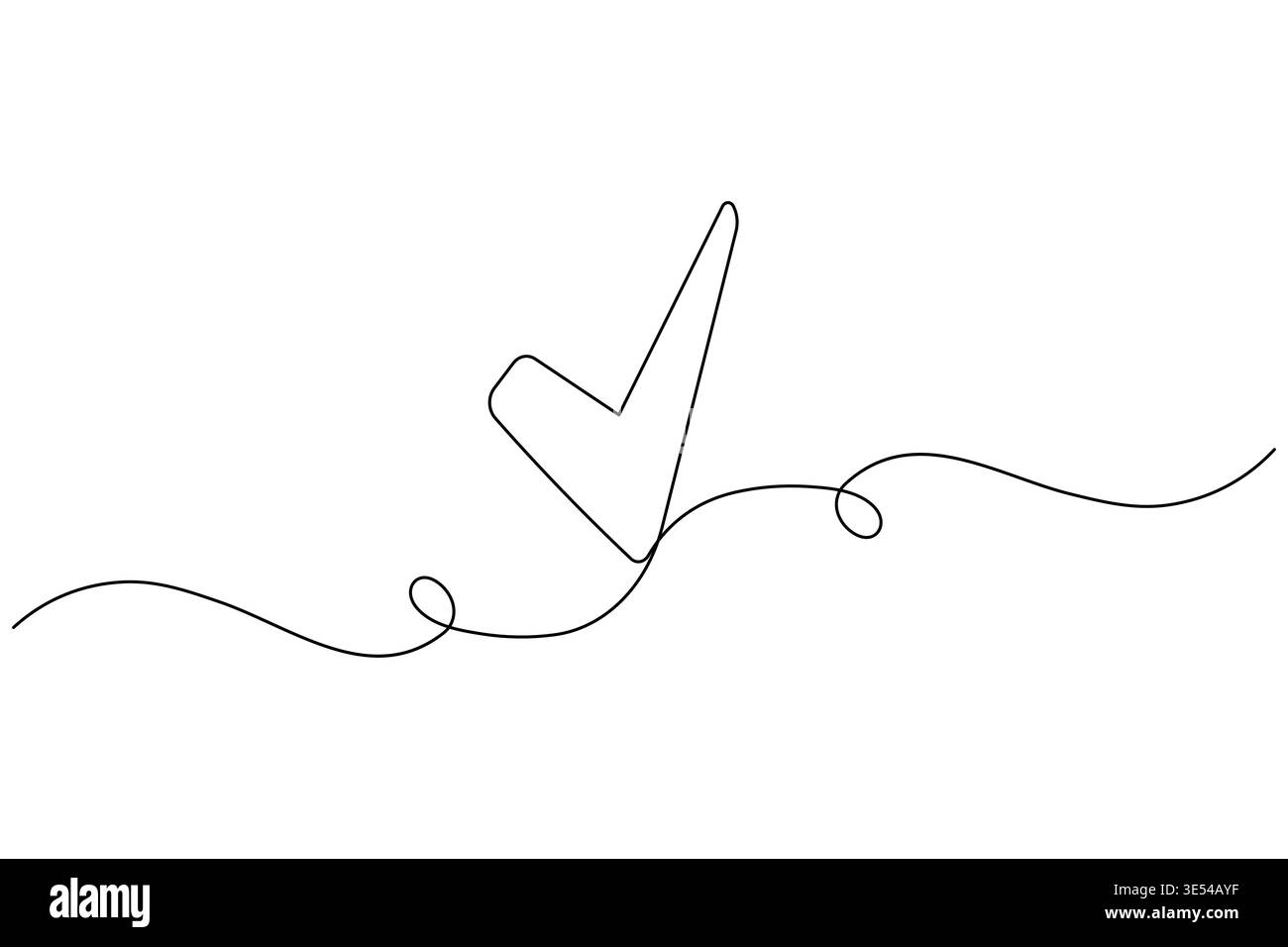 Shield with check mark continuous one line drawing on white background Stock Vector