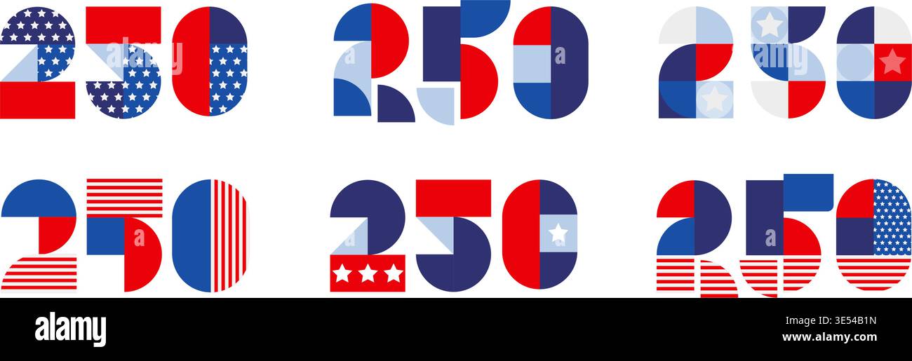 Set of United States of America 250th anniversary celebration numbers ...