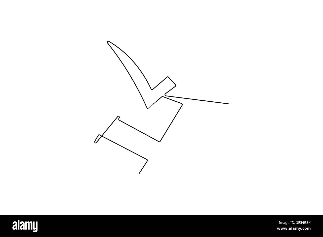 Shield with check mark continuous one line drawing on white background Stock Vector