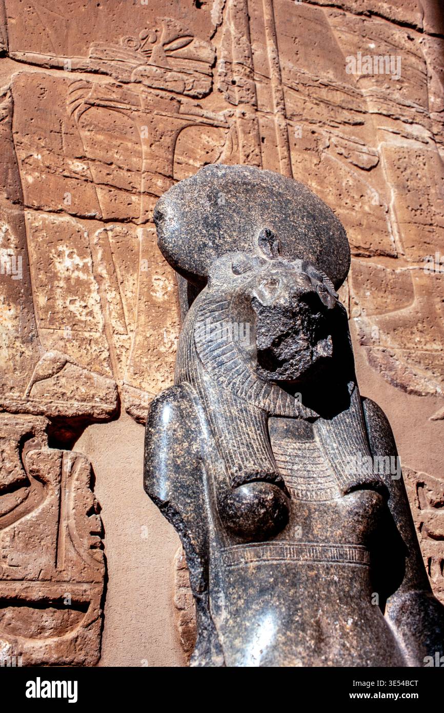 Statue of the Egyptian goddess Sekhmet at the mortuary temple of ...