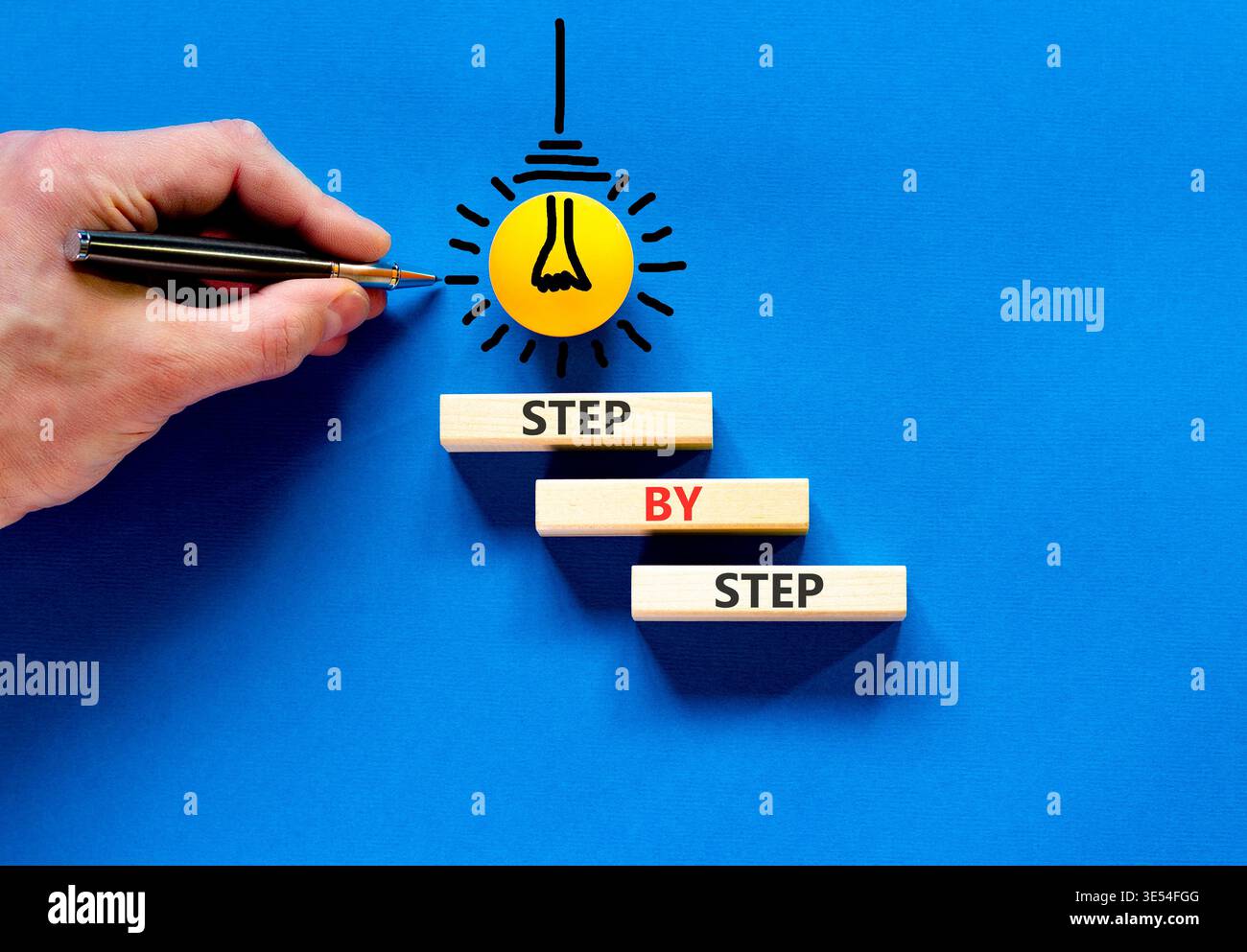 Next step words symbol. Concept words Step by step on beautiful wooden ...