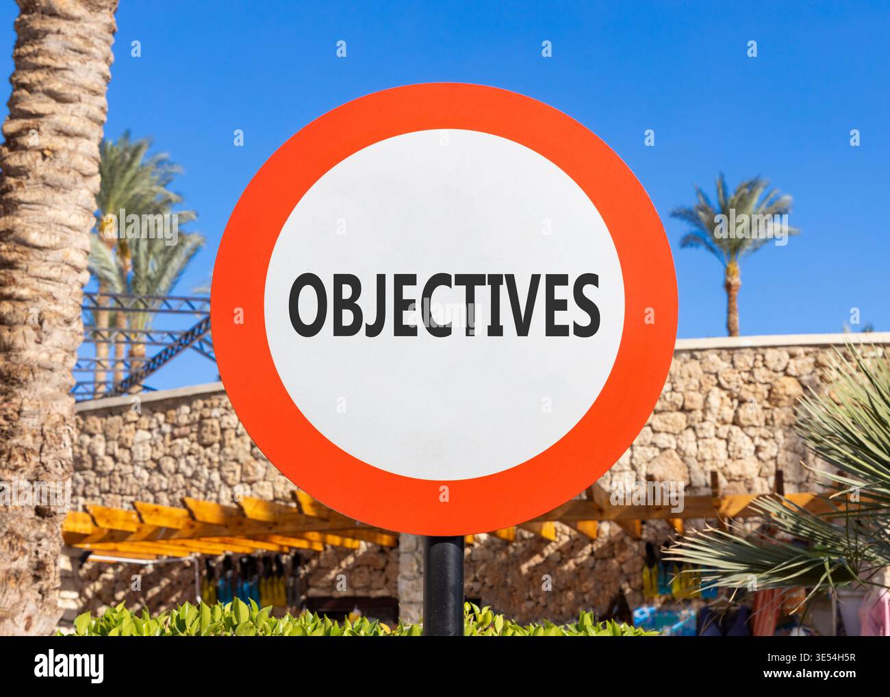 Objectives symbol. Concept word Objectives on beautiful red and white ...