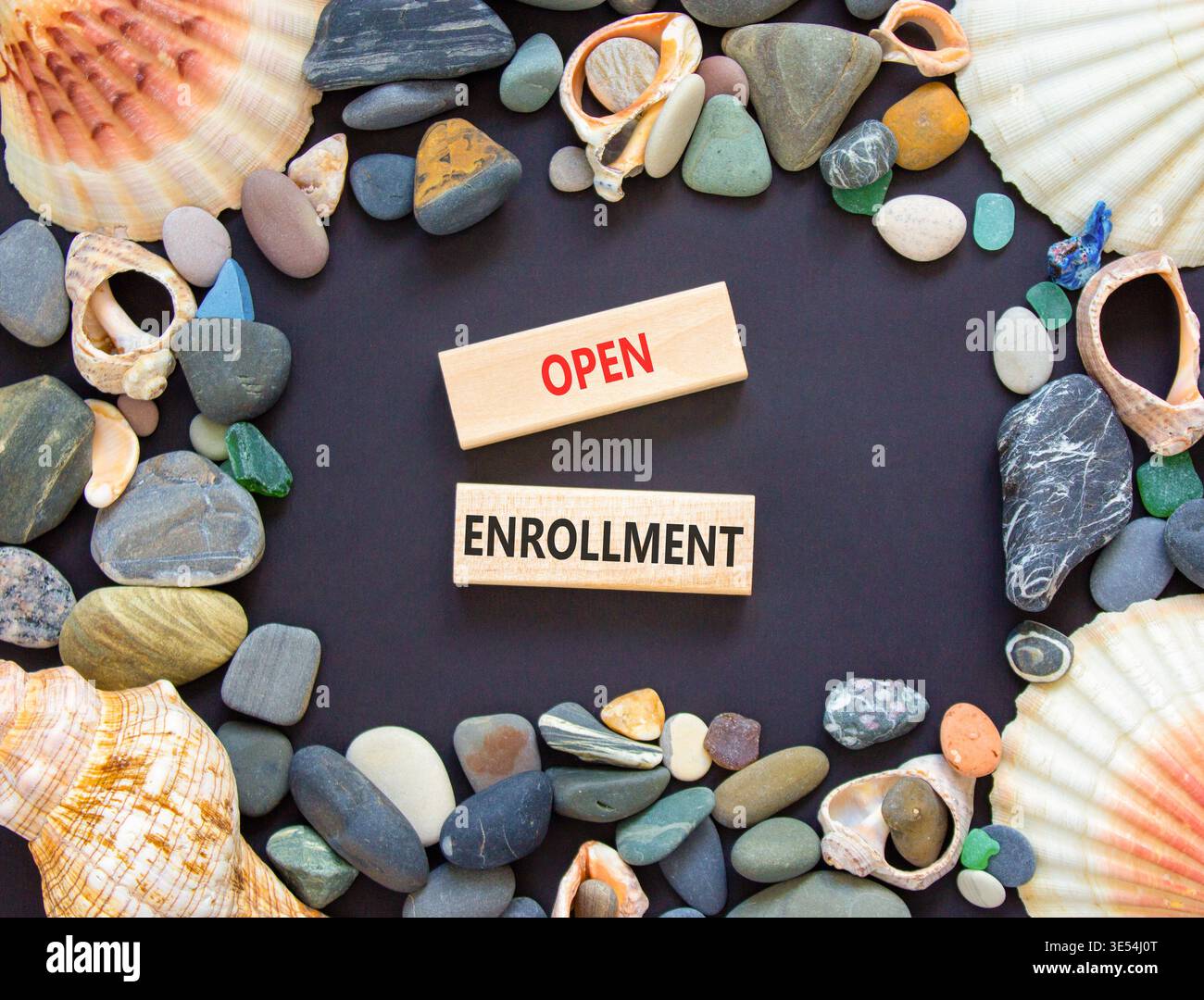 Open enrollment words symbol. Concept words Open enrollment on ...