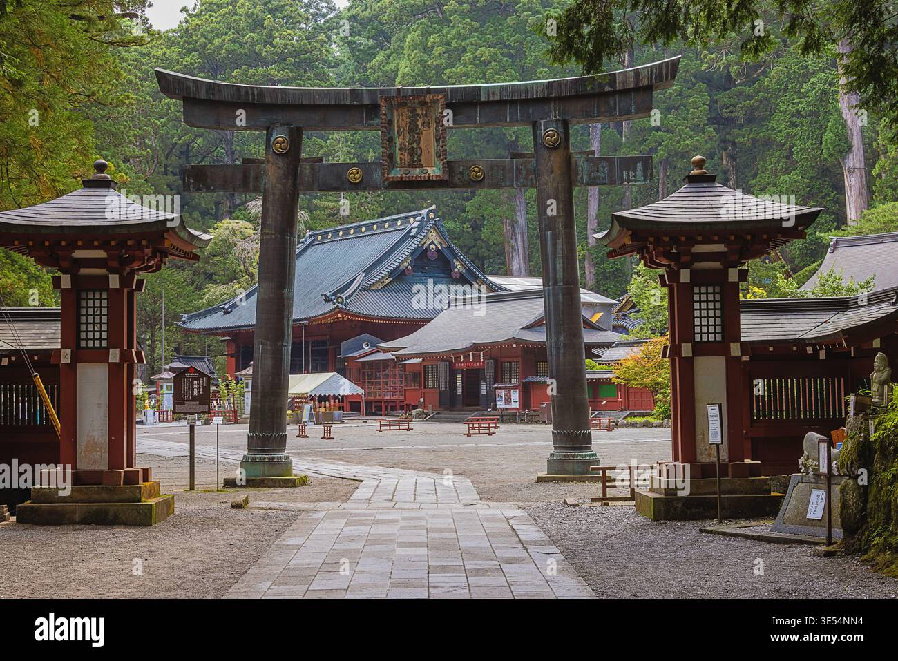 Editorial: NIKKO, HONSHU, JAPAN, September 16, 2025 - The entrance of the Nikko Futarasan-jinja Shrine, dedicated to the deity of Mt. Futarasan Stock Photo