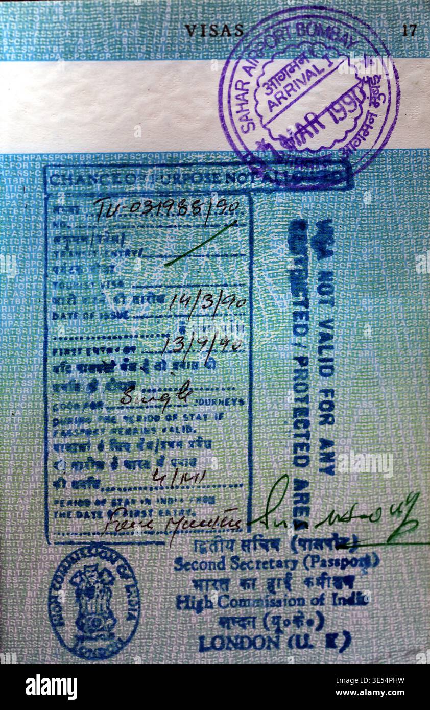 India visa in passport. Stock Photo
