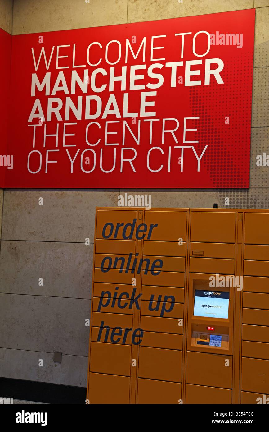 Welcome to the Arndale Amazon pick up, Manchester. Stock Photo