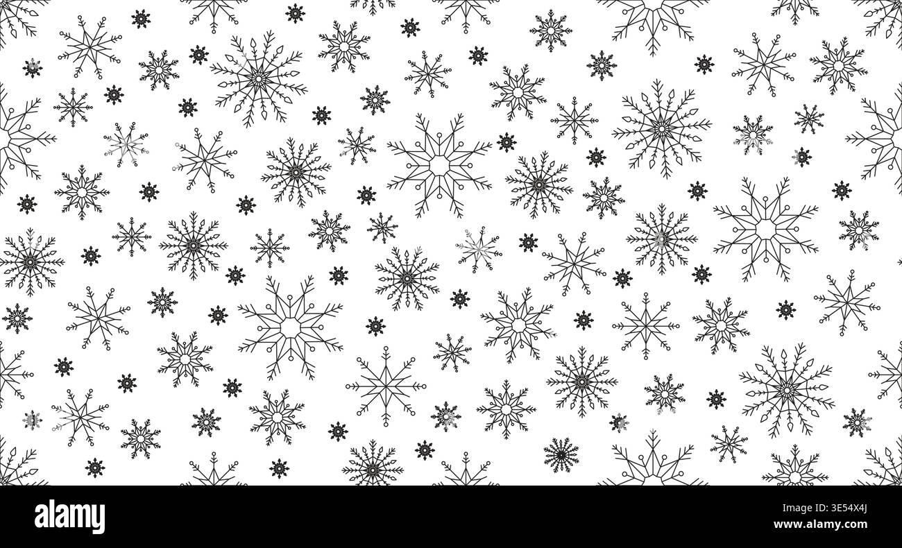 Snowflakes winter black and white repeating pattern Stock Vector