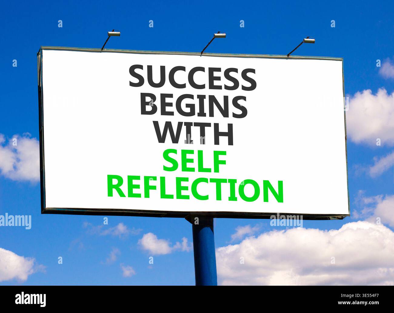 Self reflection symbol. Concept words Success begins with self ...