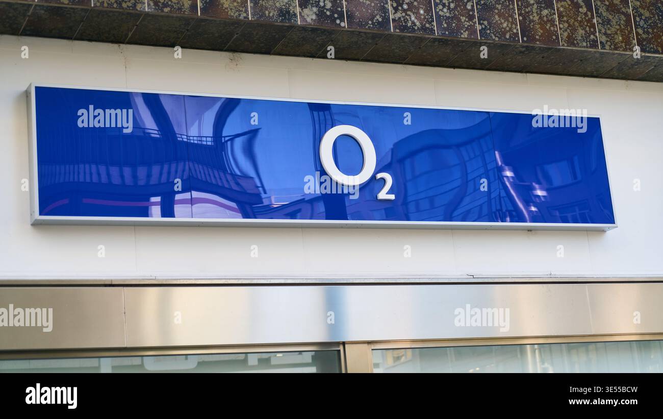 Full O2 Signage MANNHEIM, GERMANY - March 12th 2026 - Photo of an O2 brand ...