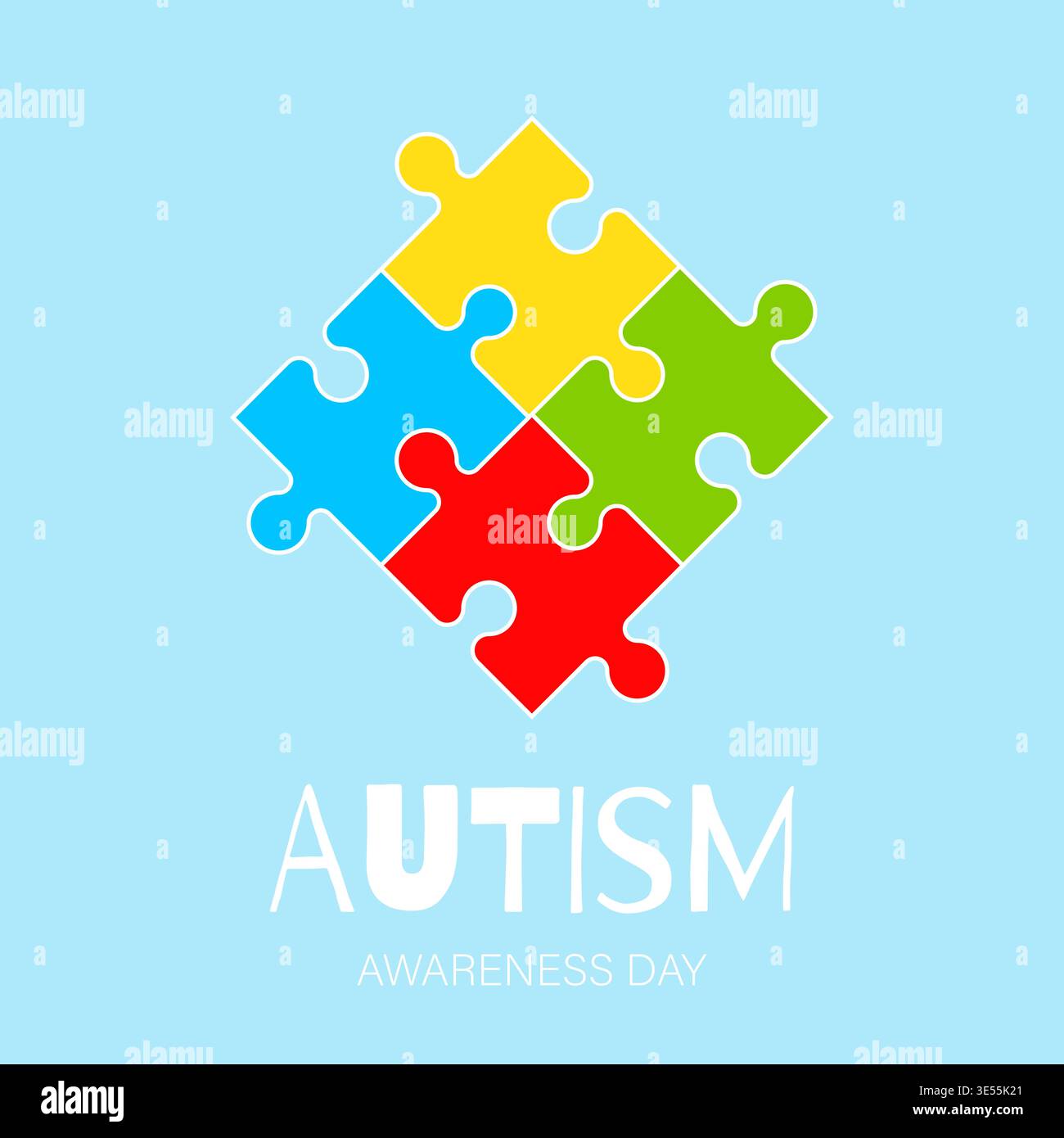 Colorful puzzle pieces symbol representing autism awareness. Vector ...