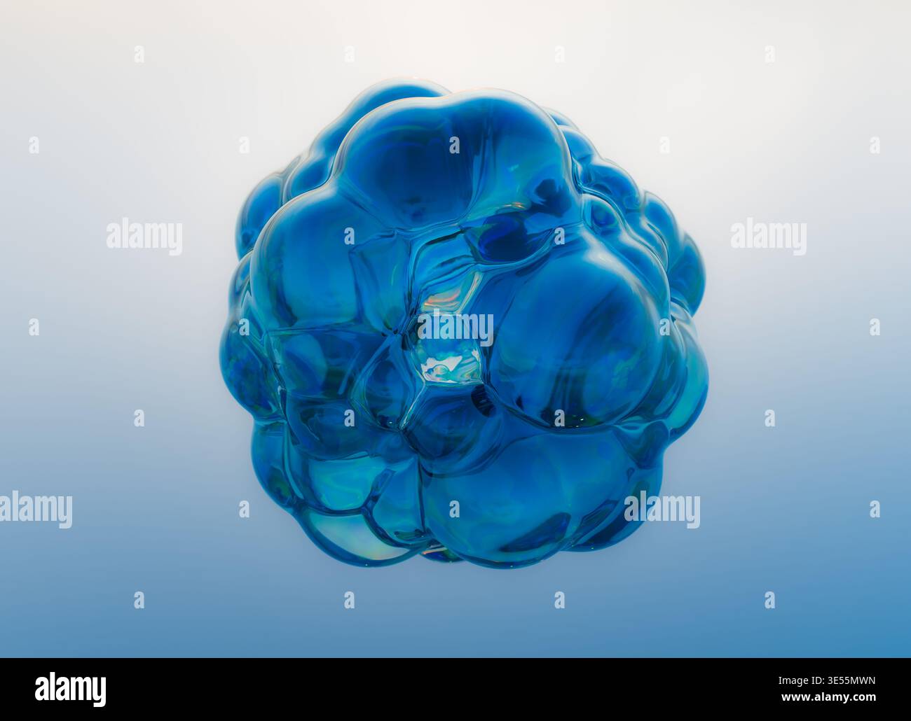 3D rendering of an abstract Liquid Glass blob composed of soft, rounded ...