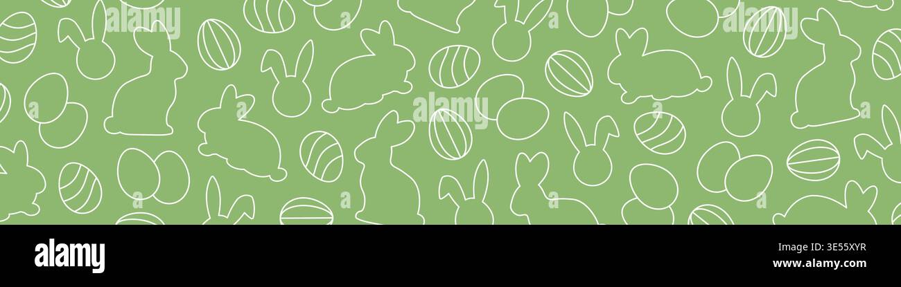 Easter banner with bunnies and eggs - vector illustration Stock Vector