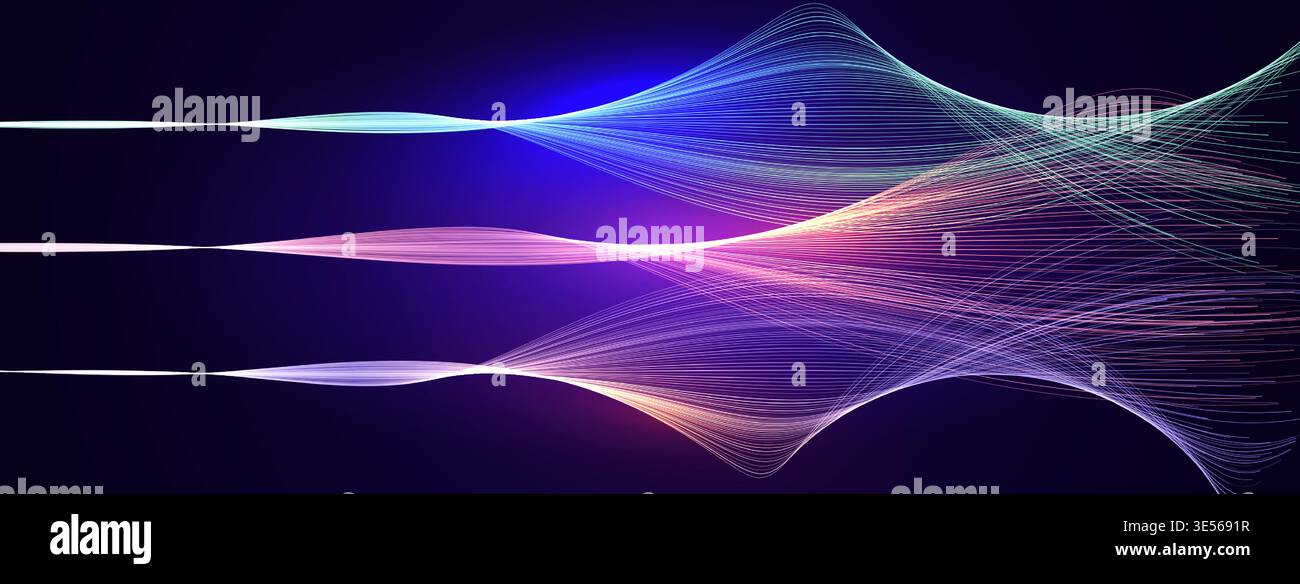 AI Data Line Network Technology Background, Music Sound Wave, Abstract ...