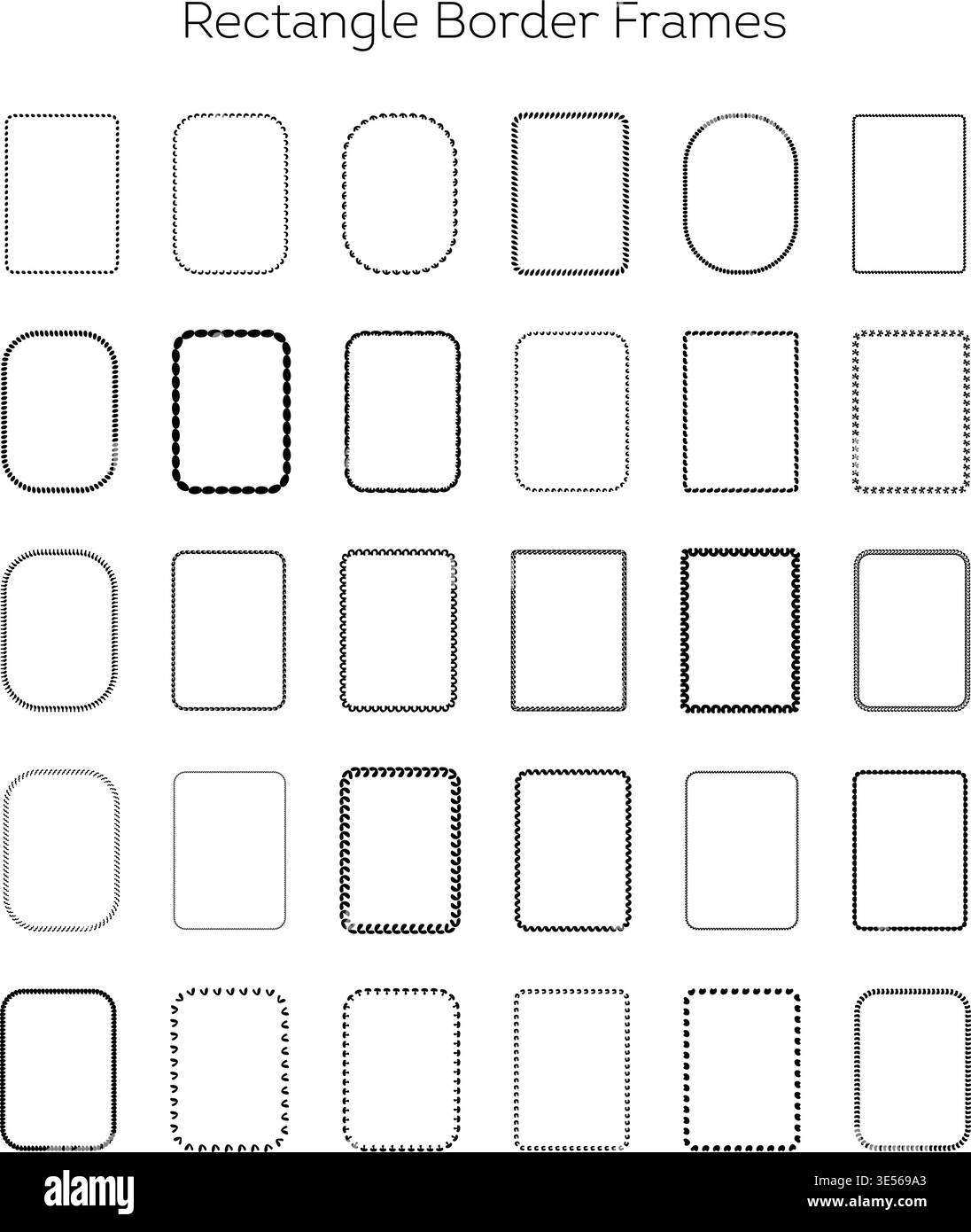 Abstract Rectangle Border Frames Set Vector Illustration Decorative Dot Line Frames Collection Stock Vector