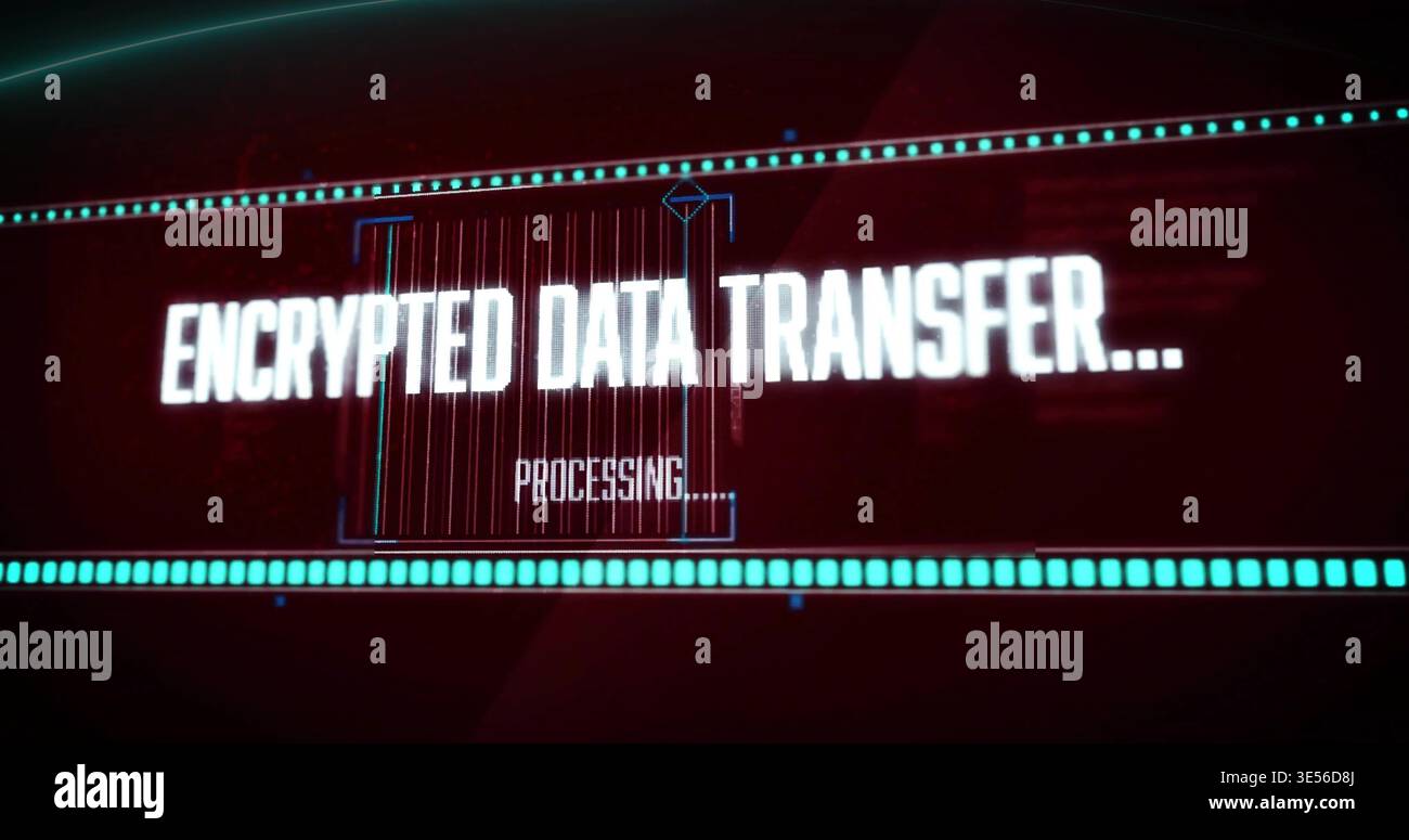 Displaying central ENCRYPTED DATA TRANSFER Stock Photo
