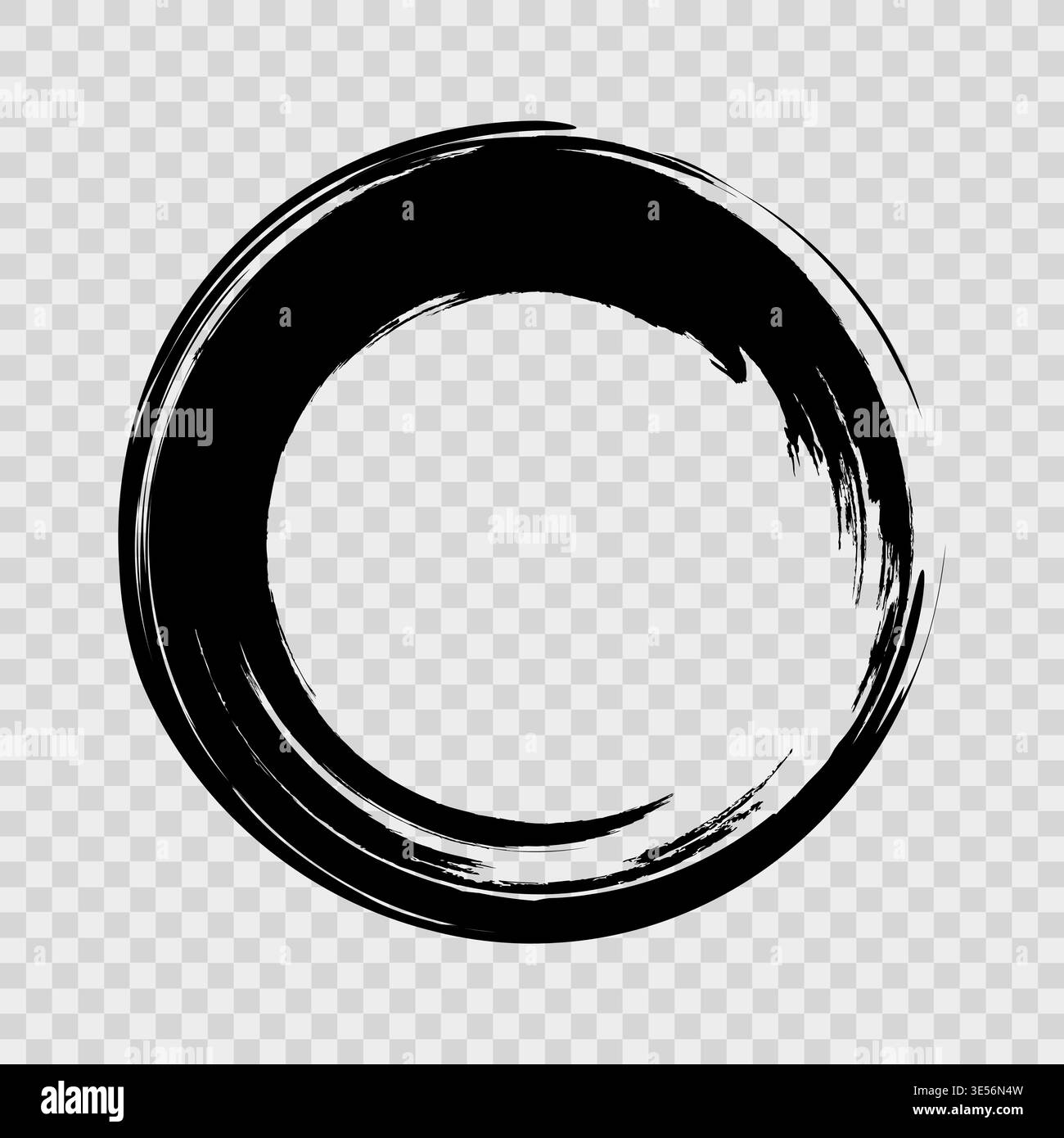Transparent background. Difficult circle drawn with a brush. Frame. Grunge Stock Vector
