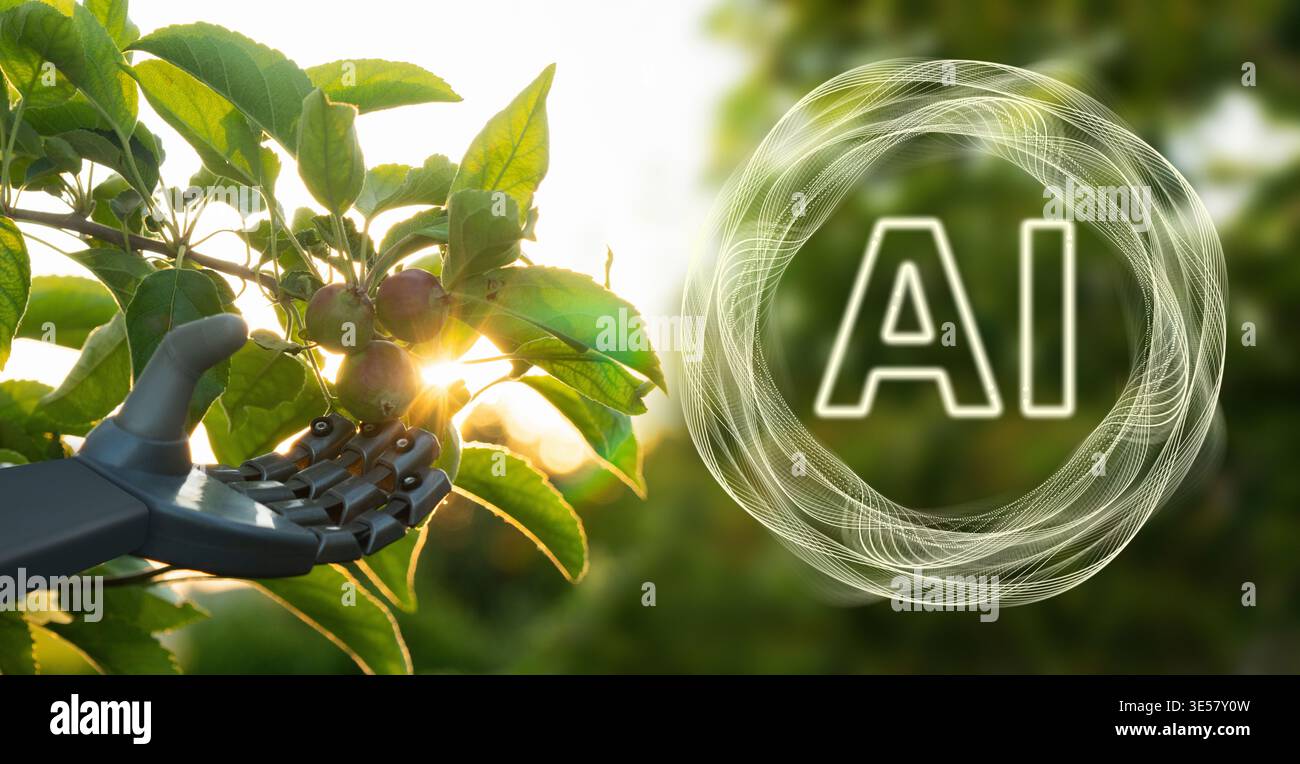 Using artificial intelligence in precision agriculture. Smart farming concept. Stock Photo