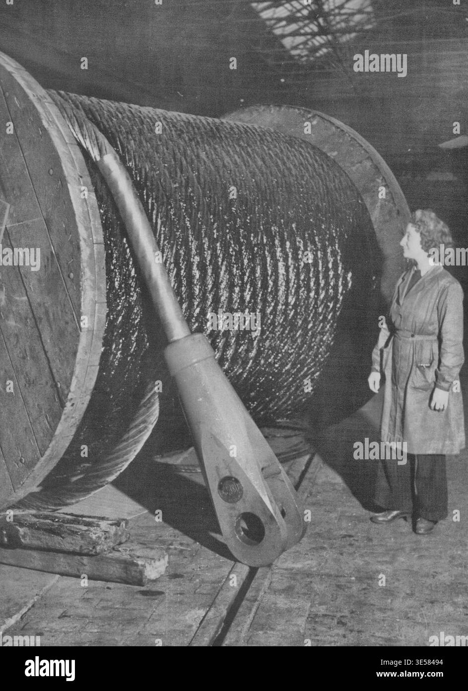 Some Rope -- Twenty seven tons of wire hawser built by British Ropes Co ...