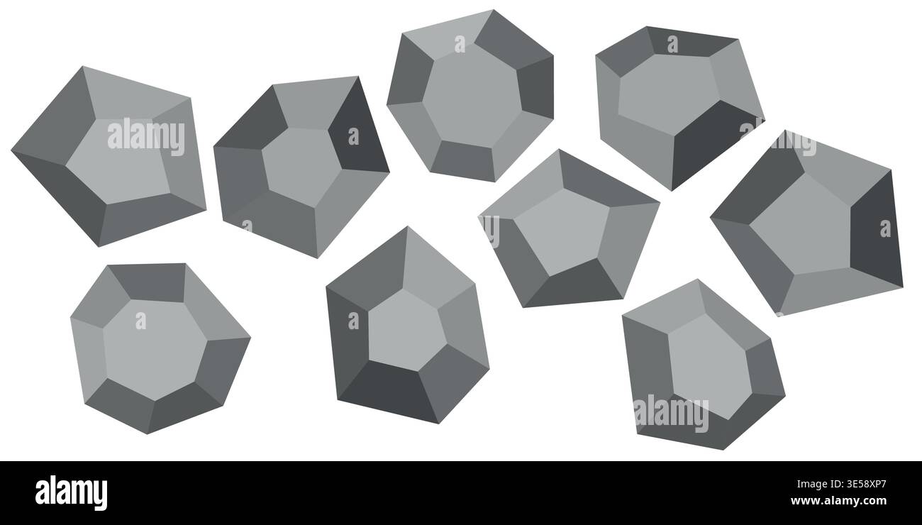 Cartoon stones. Rock stone isometric set. Boulders, natural building block shapes, wall stones. 3d flat isolated illustration. Vector collection Stock Vector