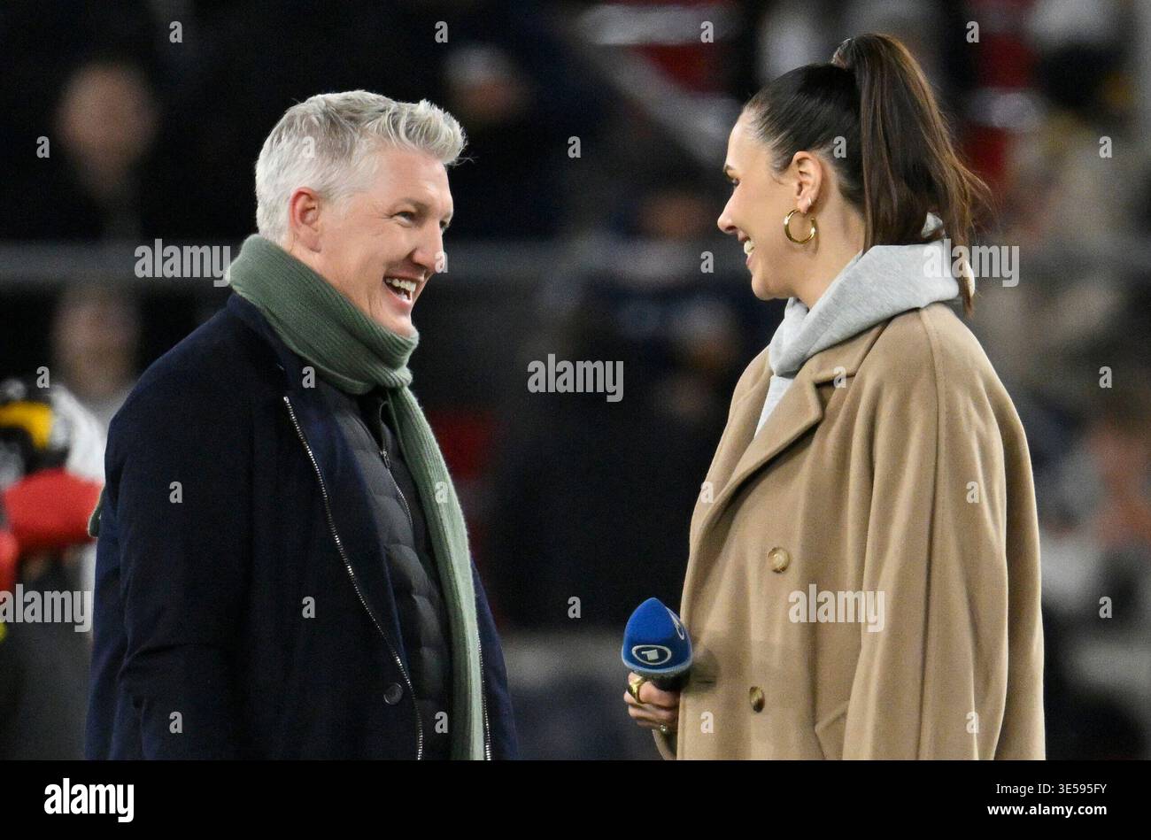 TV expert Bastian Schweinsteiger in interview microphone microphone ...