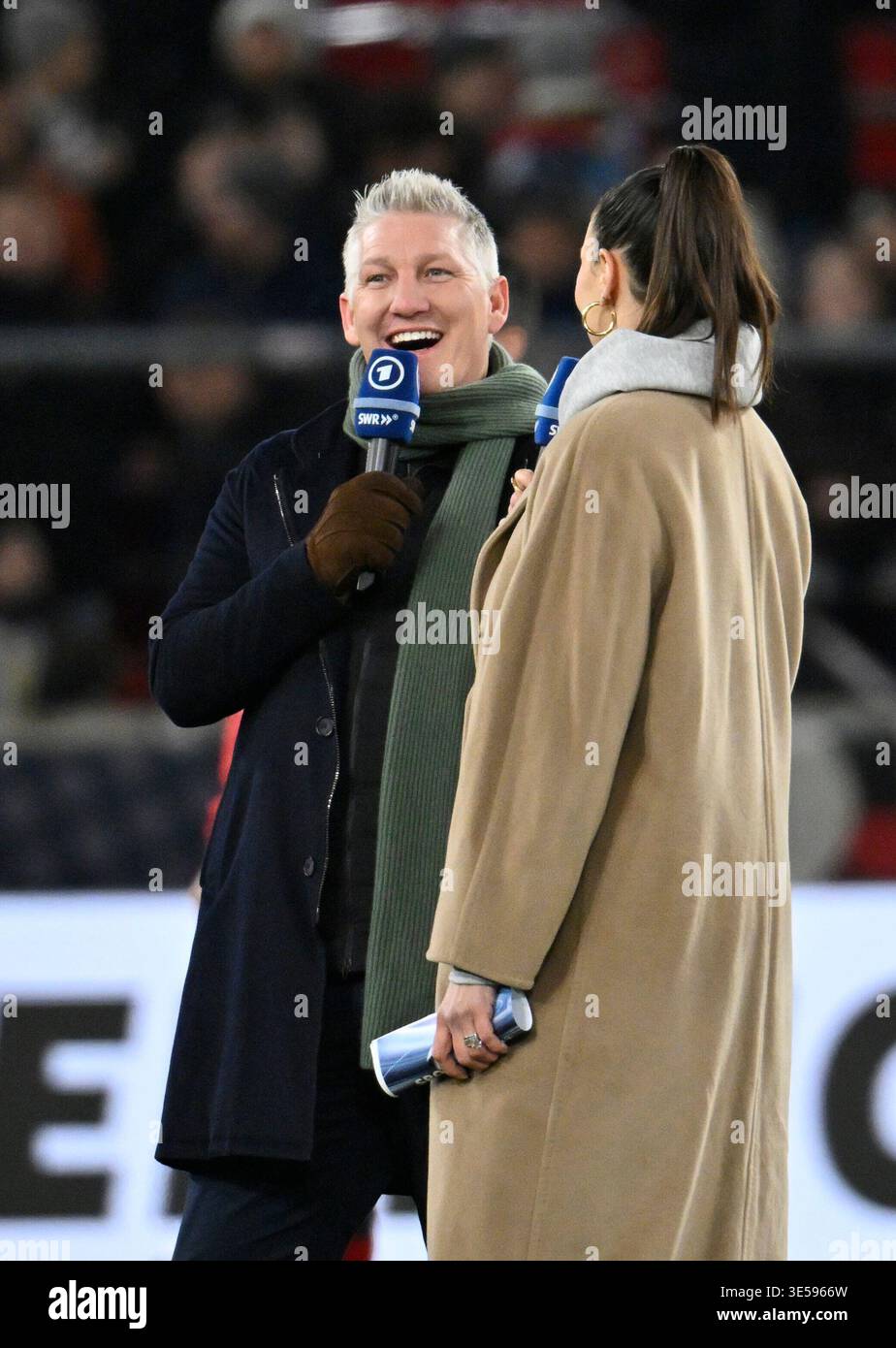 TV expert Bastian Schweinsteiger in interview microphone microphone ...