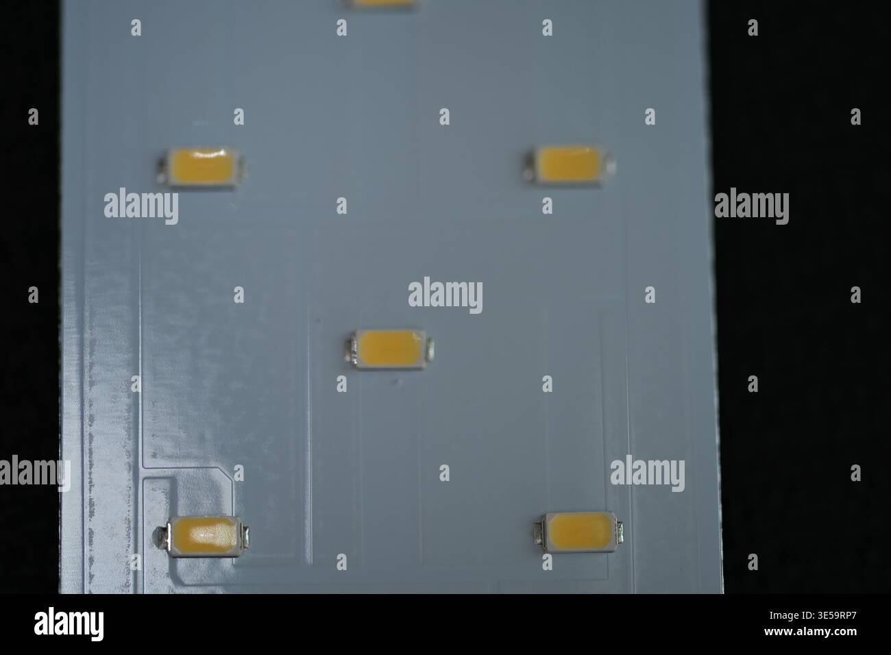 LED printed circuit board (PCB) module, a core component in modern energy-efficient lighting solutions. Stock Photo