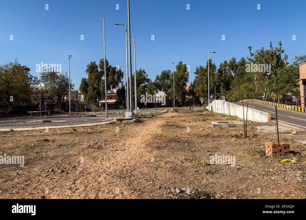 Icf Road Rto rto driving test track with circular road markings and poles in ...